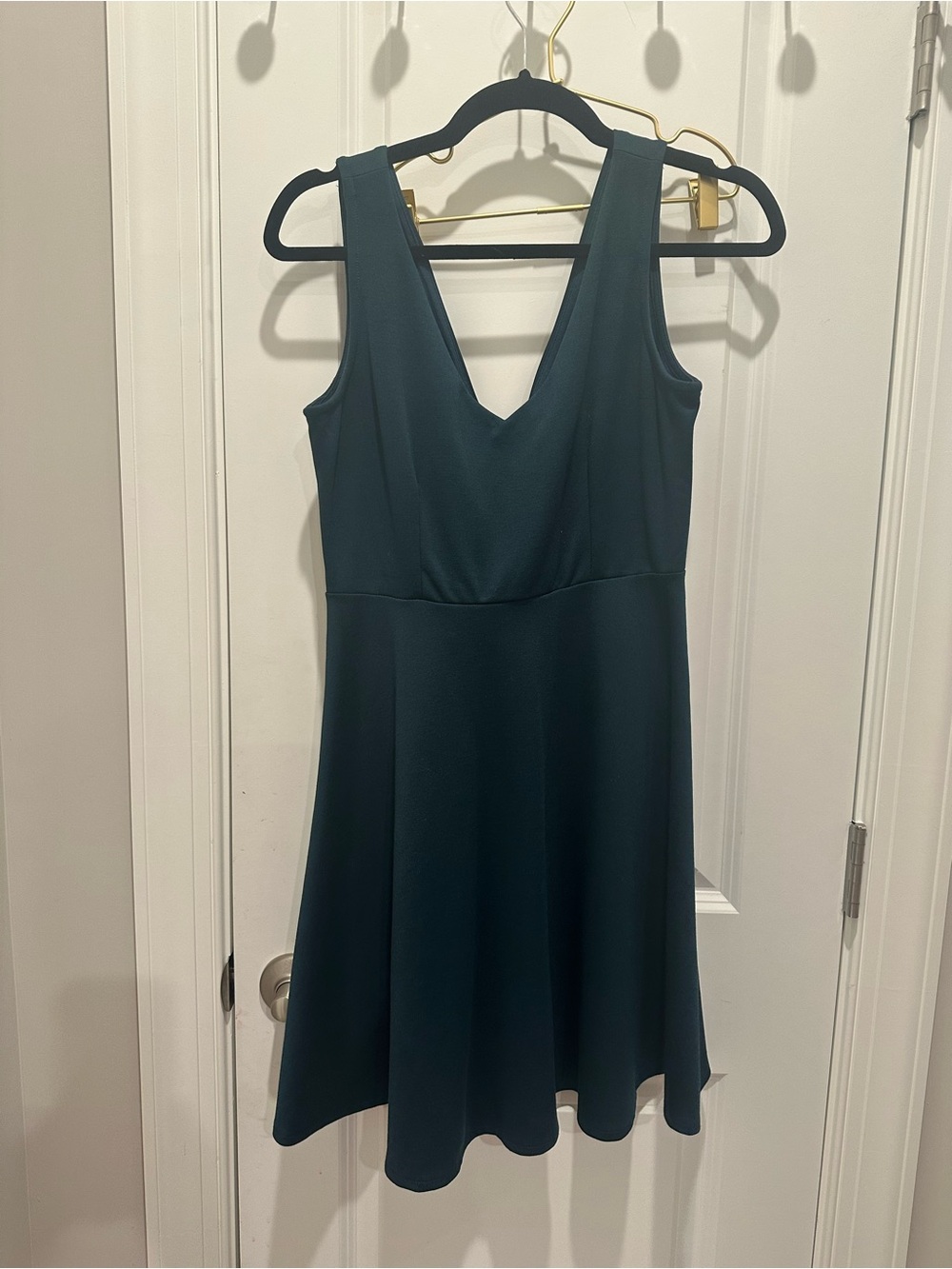 Black Swan Teal V-Neck Sleeveless Skater Dress